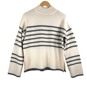Stateside wool cashmere relaxed striped mock neck sweater sz S
